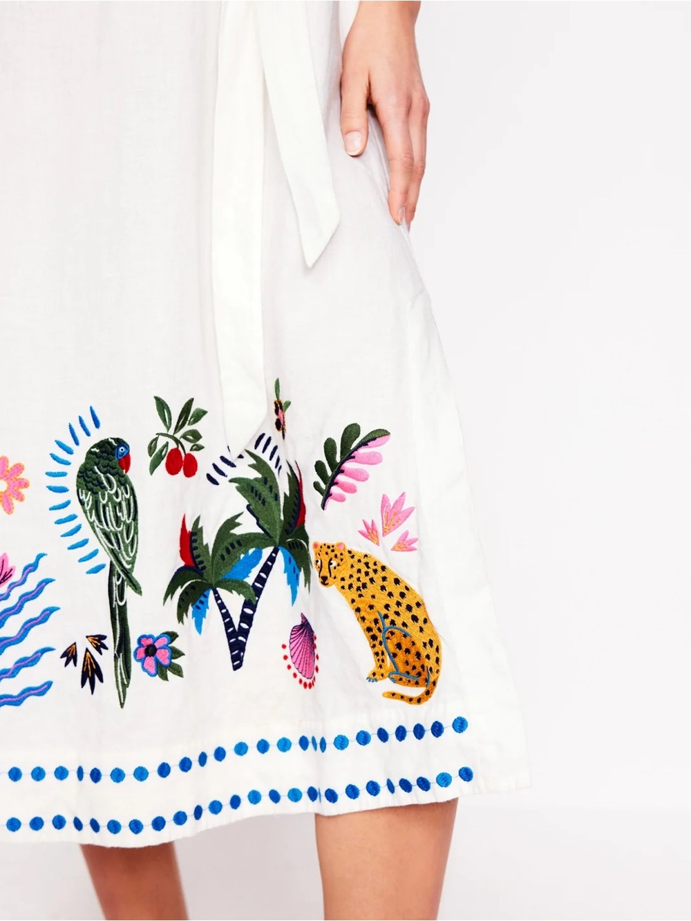 Boden Embroidered Linen Tassel Dress - Picture 4 of 6